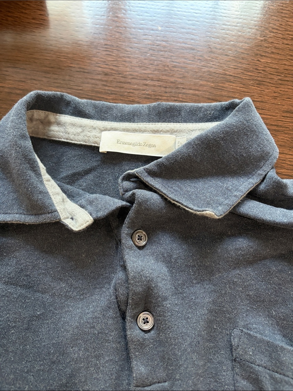 Ermenegildo Zegna Men's Charcoal Gray Polo with Contrast Trim